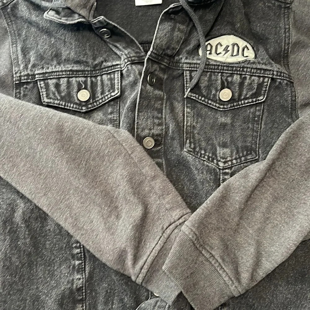 AC\DC Jean jacket.  Size Medium.  Cotton jacket with drawstring hood.